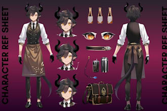 design custom vtuber character streamer avatar reference sheet anime style