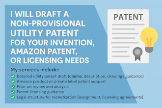 draft a non provisional utility patient for your invention amazon patent