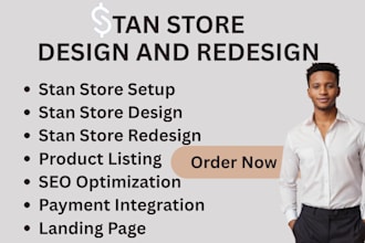 design redesign stan store digital products listing payment SEO optimization