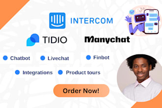 setup intercom chatbots, intercom fin ai, product tours, tidio, manychat