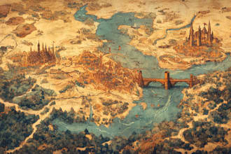 create fantasy map illustration for dnd, novels and games