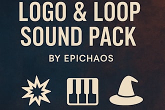 deliver a cinematic logo and loop sound pack hybrid, piano, fantasy
