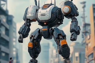 draw sci fi , cyberpunk , mecha, fantasy character design
