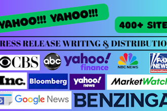write press release and distribution on yahoo finance