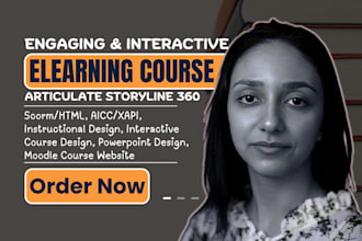 design interactive elearning course website in articulate storyline 360, moodle