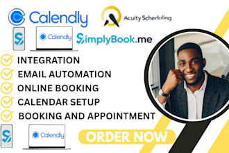 set up acuity scheduling, simplybook me, calendly, or square booking system