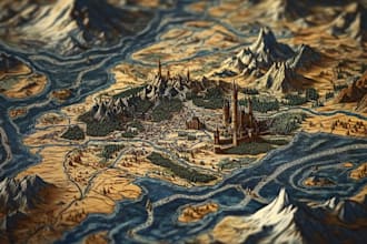 draw fantasy map illustration for dnd, novels and games
