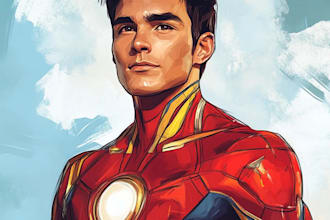 draw you into superhero comic book pop art cartoon