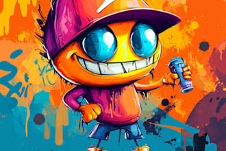 design a badass character illustration graffiti style