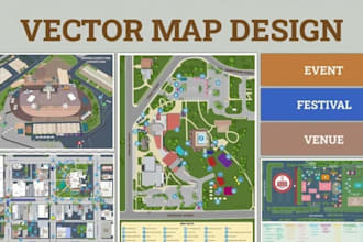 design custom vector map illusration event map, site map and campground map