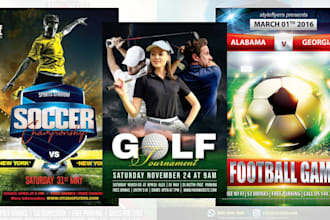 do awesome sports flyer, basketball flyer, football flyer,  golf flyer design