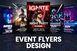 design event flyers for parties, concerts, and more