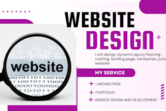 design dynamic epoxy flooring website, coating, landing page, personal portfolio