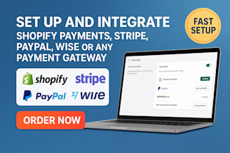set up integrate shopify payments stripe paypal wise or any payment gateway