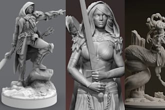 design and sculpt custom tabletop fugurine and dnd miniature for 3d printing