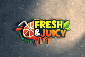 do a cool trendy fruit juice bar professional 3d logo