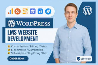 build wordpress lms shopify ecommerce woocommerce website learndash masterstudy