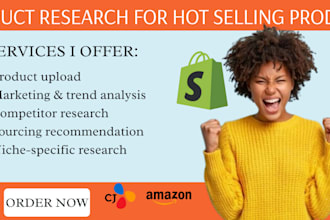 do hot selling product research targeted niche for online store upload listing