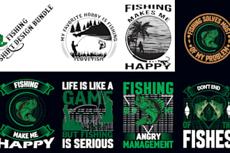 design custom fishing t shirt with unique vector graphic