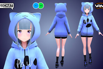 do 3d anime vrchat avatar, vtuber nsfw model with arkit blendshapes, pc quest