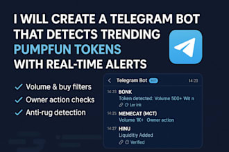 create a telegram bot that detects trending pumpfun tokens with realtime alerts