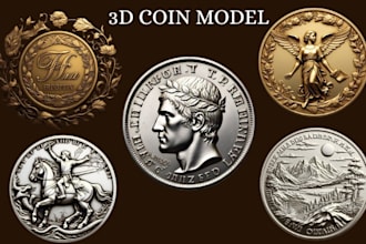 sculpt custom 3d coin model, cnc bas relief, 3d coin engraving for 3d printing
