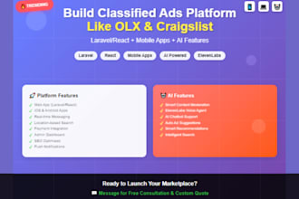 develop olx classified ads site ai classified mobile app flutter react native