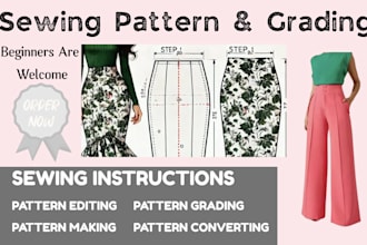 be your expert pattern maker for cad digital pattern pattern grading and garment