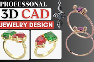 precise 3d cad modeling, 3d cad jewelry design and  realistic jewelry rendering