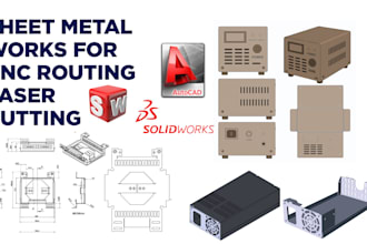 do sheet metal design flat patterns cnc laser cutting  dxf, step on solidworks