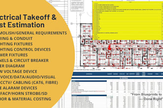 perform electrical takeoffs covering low voltage and fire systems