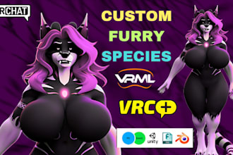 do 3d model or asset for vrchat vtuber furry nsfw animaze or vseeface, vrm ffix