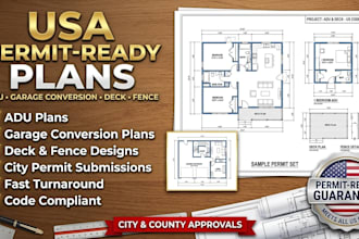 city permit ready plans architect for house plans, adu, garage, deck, site plans