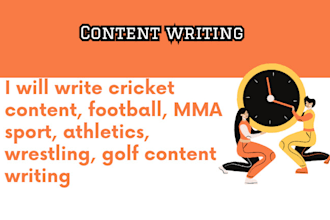write cricket content, football MMA sport athletics wrestling golf