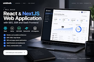 build react nextjs web application with SEO ssr and saas frontend