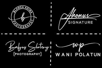 create luxury signature, photography, handwritten business logo
