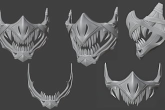 sculpt waerable 3d mask model, helmet mask, oni mask, printable mask stl