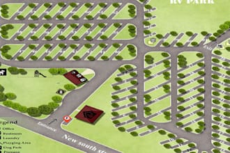 design campground maps, rv park layouts, parking park and site plans