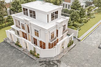 refurnish 3d forest luxury villa,car walkthrough,landscape render,pack space,cgi
