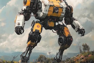 design any type of robot or mecha in lineart