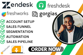 setup zendesk, freshdesk, gorgias, zoho and ai chatbots for helpdesk automation