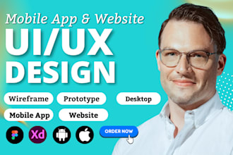 do mobile app ui ux design in figma and adobe xd with app prototype, wireframe