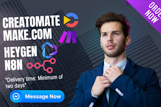 be make com expert creatomate n8n automation workflow heygen integrations