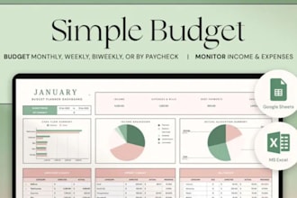 custom google excel budget spreadsheet monthly income and expense tracker