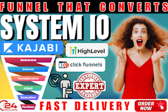 create sales funnel, landing page in systeme io clickfunnels gohighlevel, kajabi