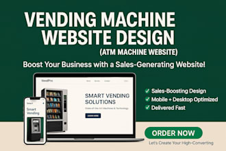 design vending machine website, vending machine landing page vending atm website