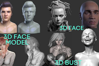 realistic 3d head model, bust model, and 3d face for 3d printing