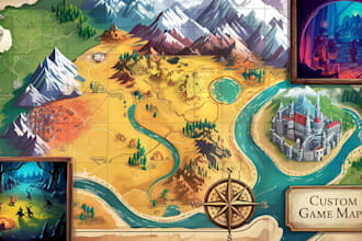 design your rpg map, board game art for tabletop rpg games, dnd campaign, novel