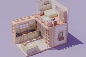 create a simple 3d model with textures, lighting and render