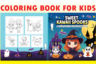 do bold and easy doodle kawaii, cozy coloring pages for children, book cover
